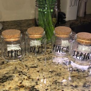 ❌❌sold❌❌ Rae Dunn Set of Four Glass Spice Jars